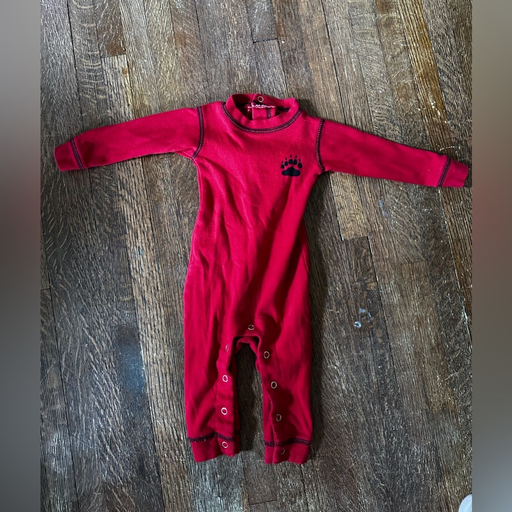 Lazy One Red Infant Outfit with Bear Paw Size 6 months